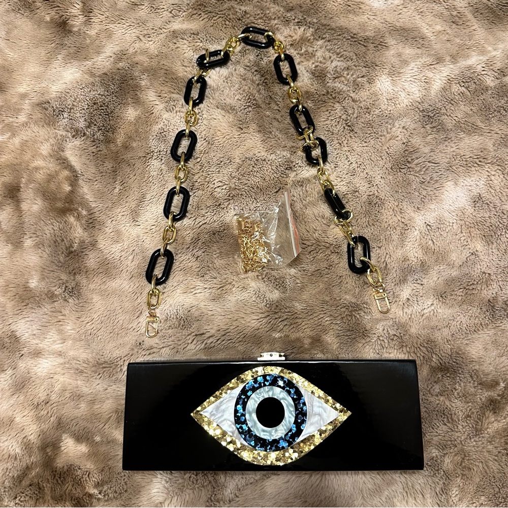 👁️ Evil Eye Large Acrylic Clutch 👁️ Bonus Extra Strap!